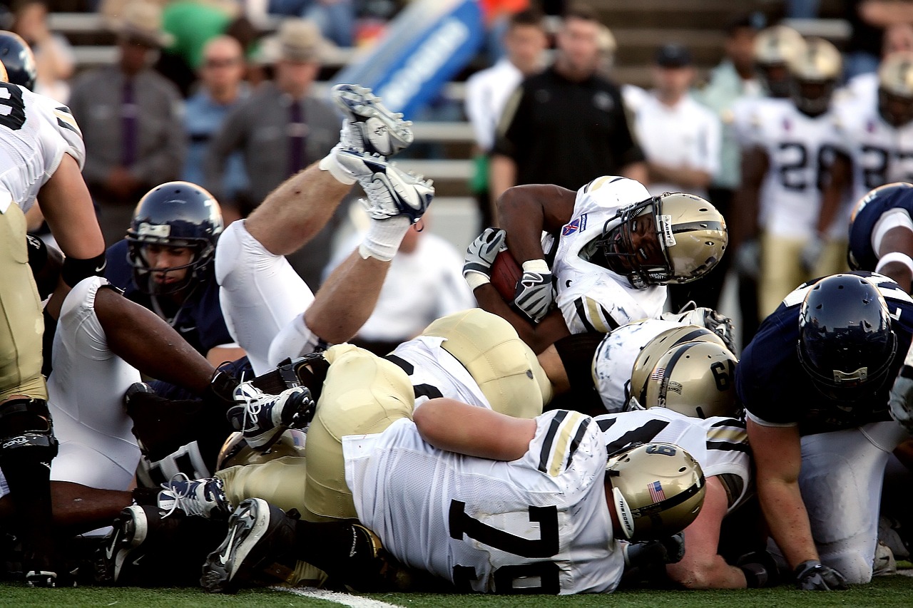 Football player tackled